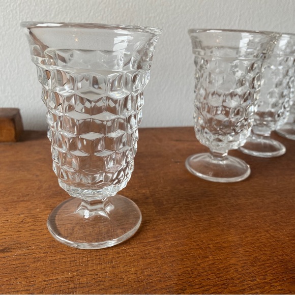 Vintage Fostoria American Footed drink glass set of 4 water wine juice cube - Picture 6 of 11